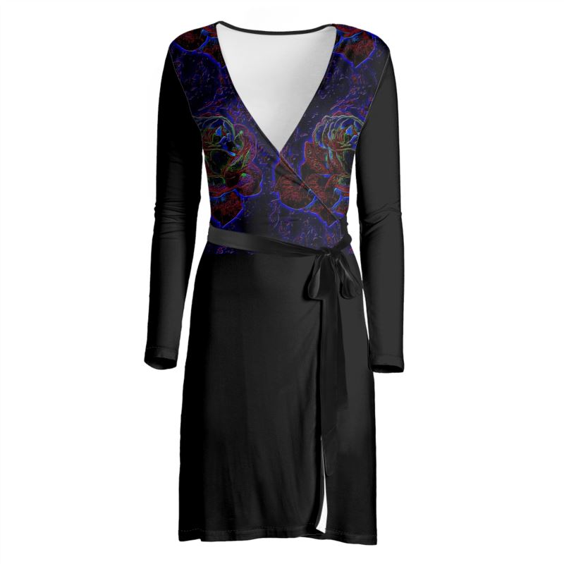 Floral Embosses (01): Nocturnal Sanctuary | Wrap Midi Dress