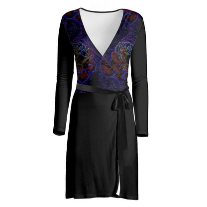 Floral Embosses (01): Nocturnal Sanctuary | Wrap Midi Dress
