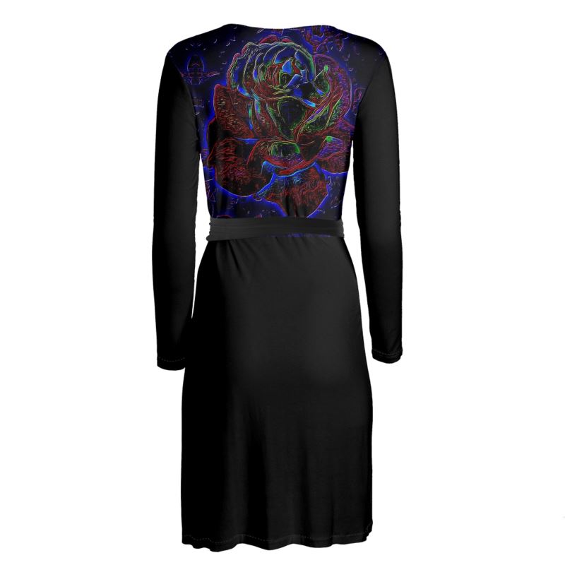 Floral Embosses (01): Nocturnal Sanctuary | Wrap Midi Dress