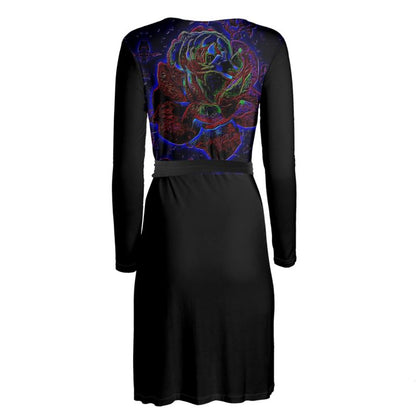 Floral Embosses (01): Nocturnal Sanctuary | Wrap Midi Dress